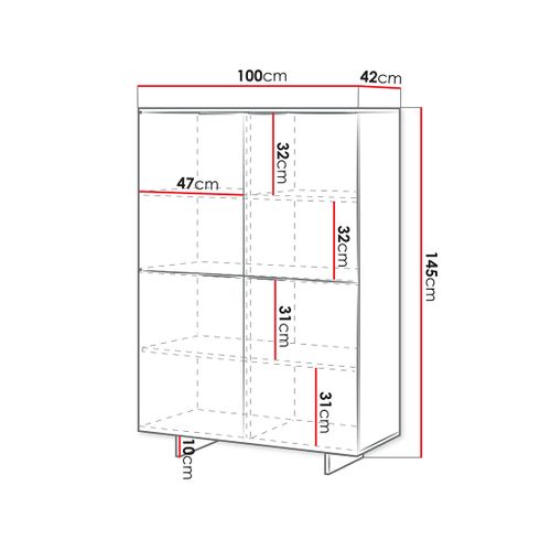Canterbury - Buffet Haut - Beige - 4 Portes -145 Cm