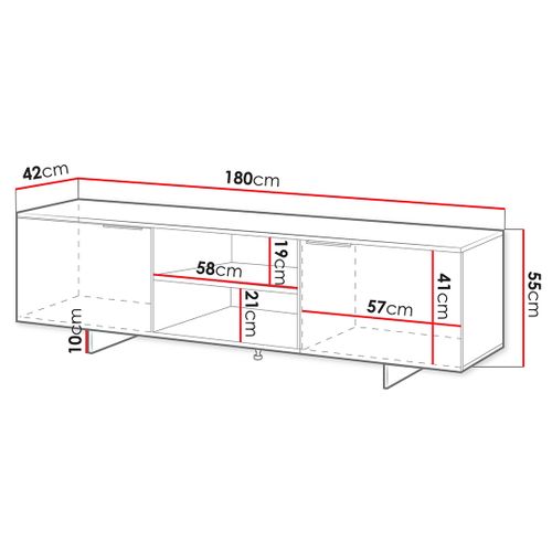 Canterbury - Meuble TV - Beige - 2 Portes Et 2 Tiroirs - 180 Cm
