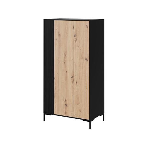 Cambridge - Armoire - Effet Bois Et Noir - 184x90 Cm