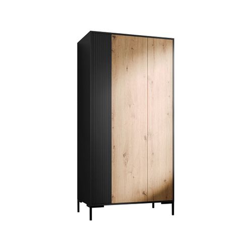 Cambridge - Armoire - Effet Bois Et Noir - 184x90 Cm