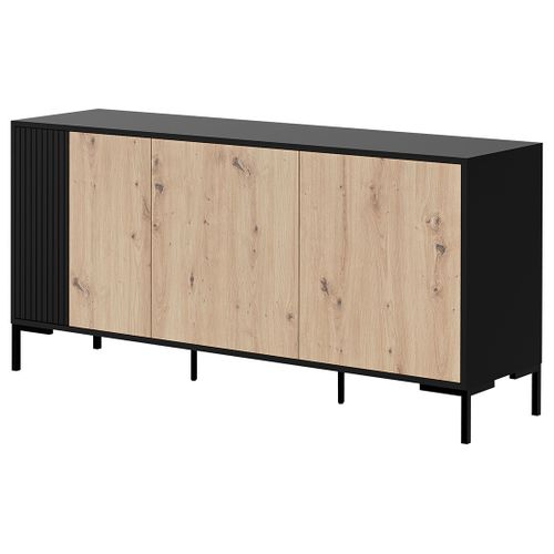 Cambridge - Buffet Bas - Effet Bois Et Noir - 3 Portes - 150 Cm