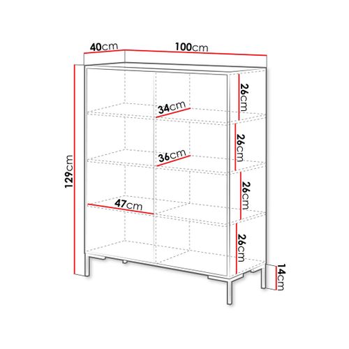 Cambridge - Buffet Haut - Effet Bois Et Noir - 2 Portes - 129 Cm