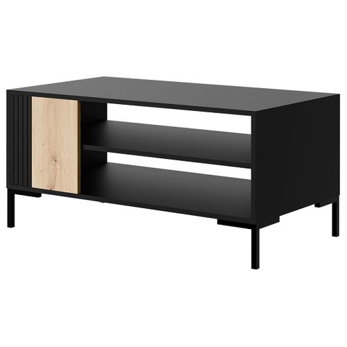 Cambridge - Table Basse - Effet Bois Et Noir - 2 Niches - 100 Cm