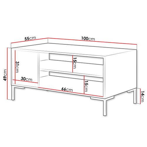Cambridge - Table Basse - Effet Bois Et Noir - 2 Niches - 100 Cm