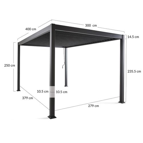 Cherry - Pergola Bioclimatique - Aluminium - 4x3m - Gris Anthracite