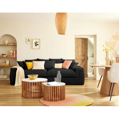 Sergio - Canapé 4 Places - Assise Profonde - En Tissu Noir