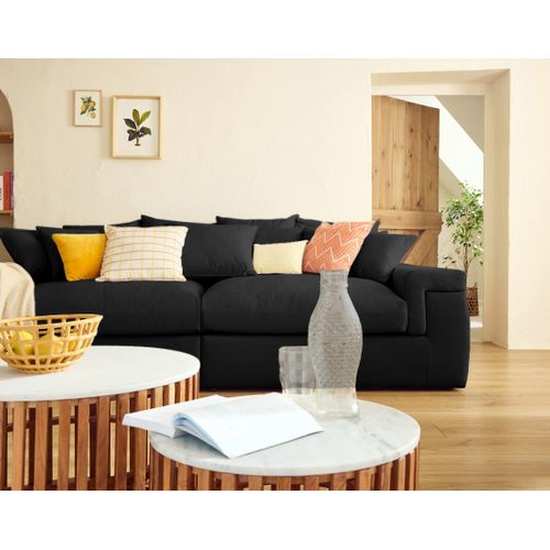 Sergio - Canapé 4 Places - Assise Profonde - En Tissu Noir