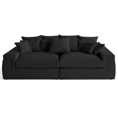 Sergio - Canapé 4 Places - Assise Profonde - En Tissu Noir