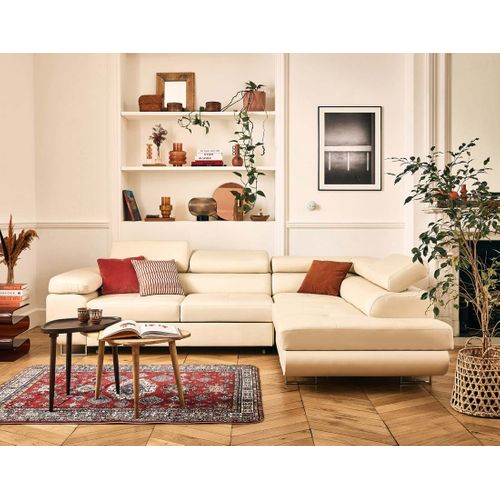 Canapé Angle Droit Convertible 5 Places Zaria En Simili Beige