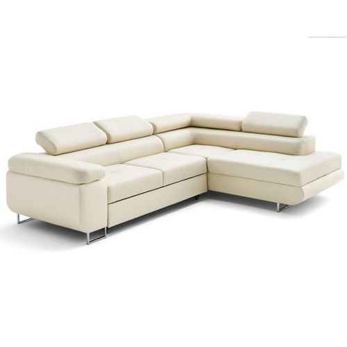 Canapé Angle Droit Convertible 5 Places Zaria En Simili Beige