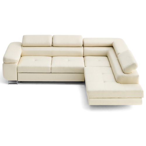 Canapé Angle Droit Convertible 5 Places Zaria En Simili Beige