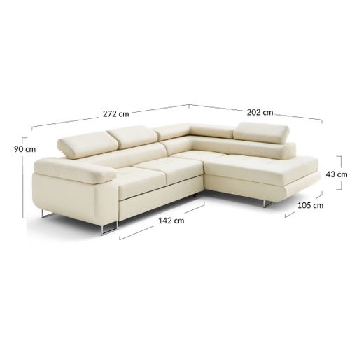 Canapé Angle Droit Convertible 5 Places Zaria En Simili Beige