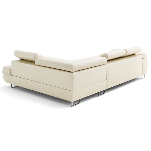 Canapé Angle Droit Convertible 5 Places Zaria En Simili Beige
