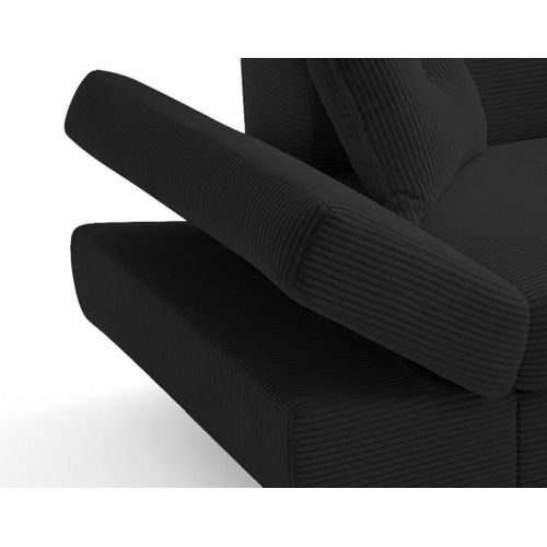 Canapé Angle Droit Convertible 5 Places Lisbona En Velours Côtelé Noir