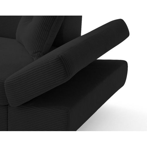 Canapé Angle Gauche Convertible 5 Places Lisbona En Velours Côtelé Noir