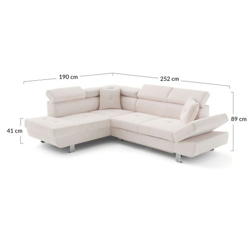 Canapé Angle Gauche Convertible 5 Places Lisbona En Velours Côtelé Vert Kaki