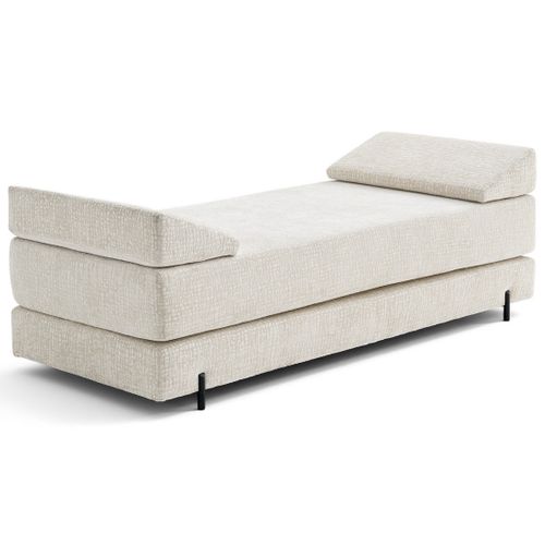 Canapé Droit Convertible 3 Places Brescia En Tissu Velours Relief Ecru