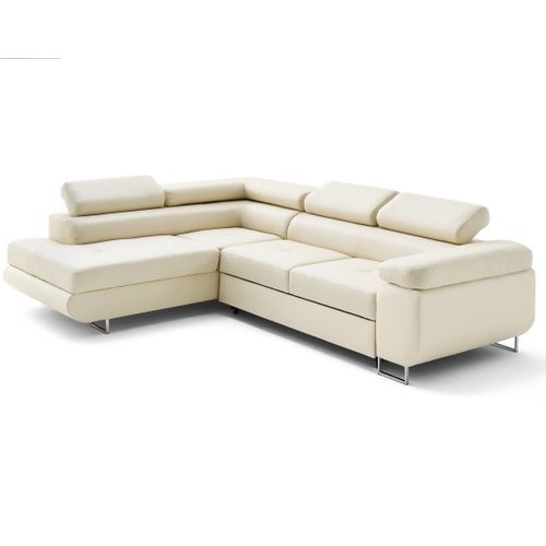 Canapé Angle Gauche Convertible 5 Places Zaria En Simili Beige