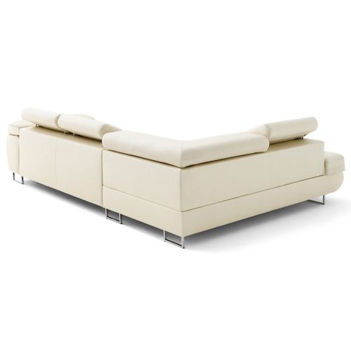 Canapé Angle Gauche Convertible 5 Places Zaria En Simili Beige