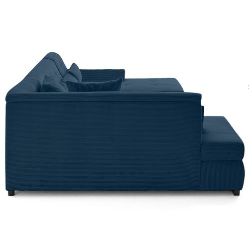 Vermont S - Canapé Panoramique D'angle Gauche 7 Places En Velours Côtelé Bleu