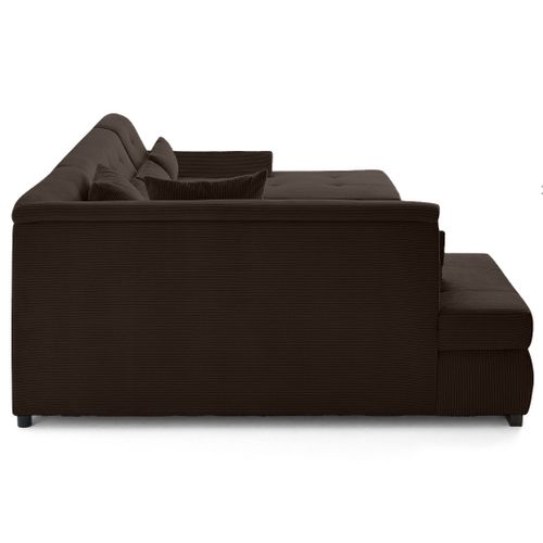 Canapé Panoramique 7 Places Vermont En Velours Côtelé Marron
