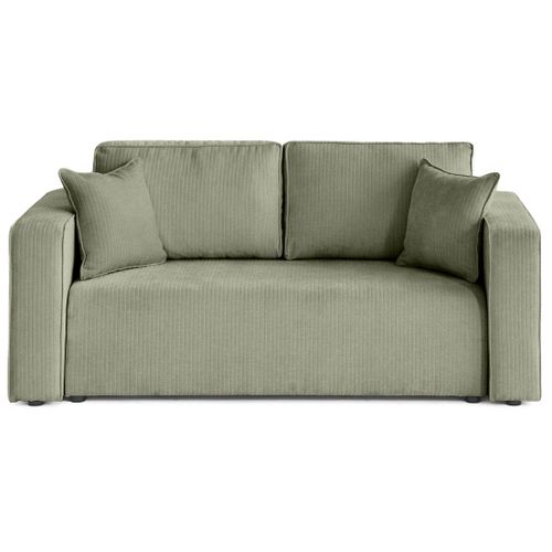 Topaze - Canapé Droit 2 Places En Velours Côtelé Plat Vert Sauge