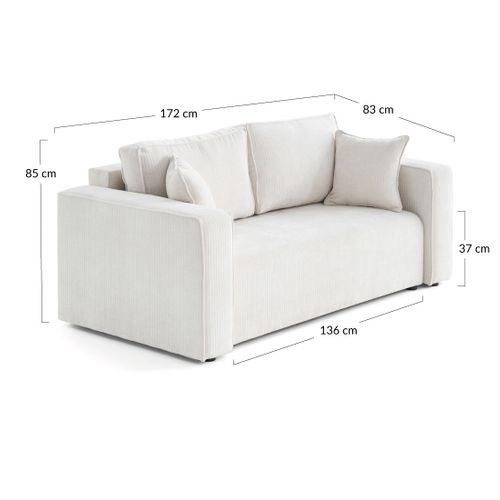 Topaze - Canapé Droit 2 Places En Velours Côtelé Plat Vert Sauge