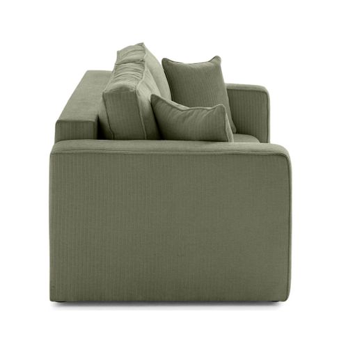 Topaze - Canapé Droit 2 Places En Velours Côtelé Plat Vert Sauge