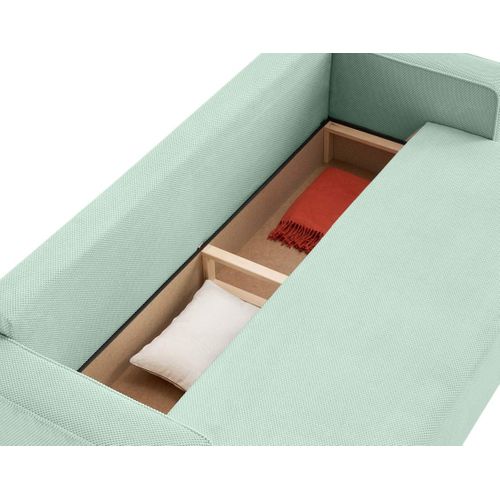 Canapé Droit Convertible 3 Places Topaze En Velours Texturé Bleu