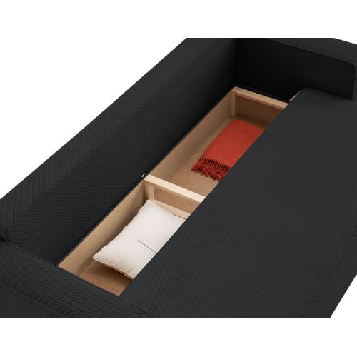 Canapé Droit Convertible 3 Places Topaze En Velours Texturé Noir