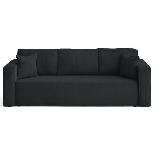 Canapé Droit Convertible 3 Places Topaze En Velours Texturé Noir