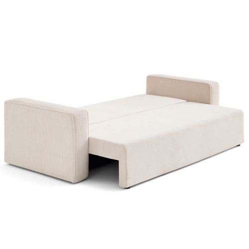 Canapé Droit Convertible 3 Places Topaze En Velours Texturé Beige