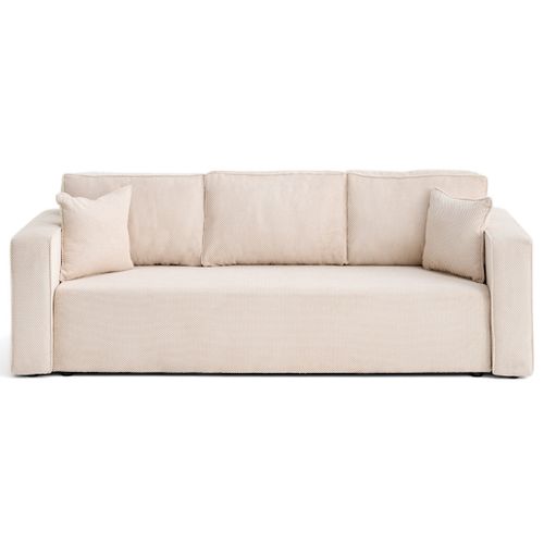 Canapé Droit Convertible 3 Places Topaze En Velours Texturé Beige