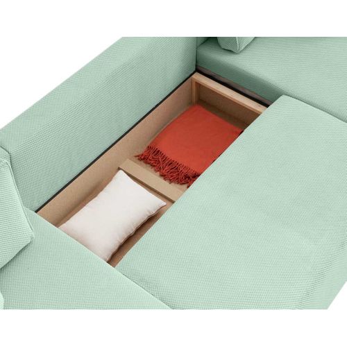 Canapé Panoramique Convertible 7 Places Topaze En Velours Texturé Bleu