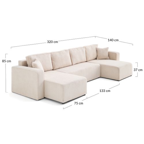 Canapé Panoramique Convertible 7 Places Topaze En Velours Texturé Bleu