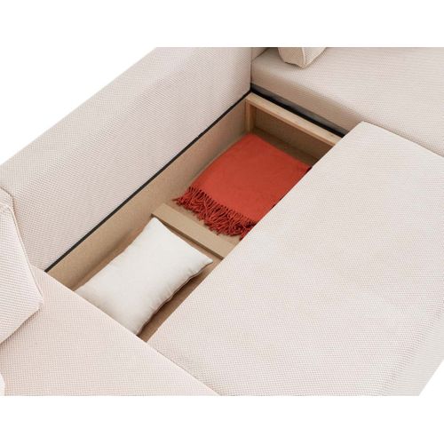 Canapé Panoramique Convertible 7 Places Topaze En Velours Texturé Beige