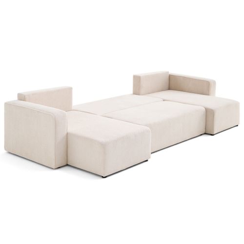 Canapé Panoramique Convertible 7 Places Topaze En Velours Texturé Beige