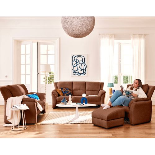 Bastille - Canapé Droit 3 Places En Tissu Velours Relief Terracotta