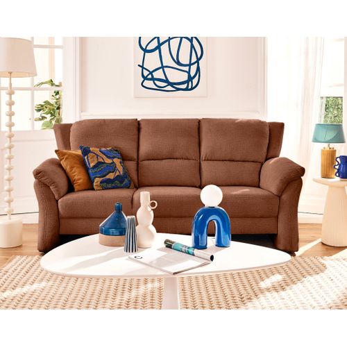 Bastille - Canapé Droit 3 Places En Tissu Velours Relief Terracotta