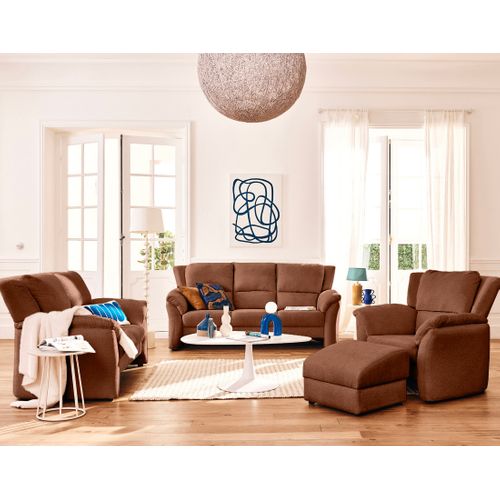 Bastille - Canapé Droit 3 Places En Tissu Velours Relief Terracotta