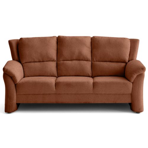Bastille - Canapé Droit 3 Places En Tissu Velours Relief Terracotta