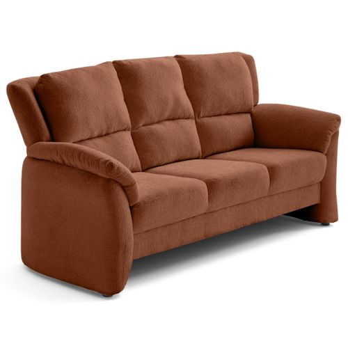 Bastille - Canapé Droit 3 Places En Tissu Velours Relief Terracotta