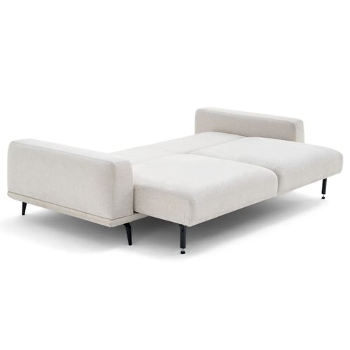 Canapé Droit Convertible 3 Places Vicence En Tissu Beige