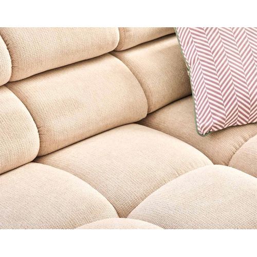 Matera - Canapé D'angle Gauche 3 Places Avec Têtières Réglables En Tissu Texturé Beige