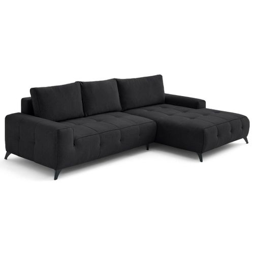 Canapé Angle Droit Convertible 4 Places Rimini En  Noir