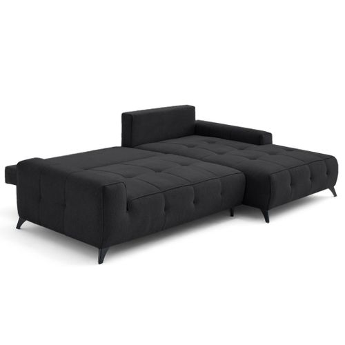 Canapé Angle Droit Convertible 4 Places Rimini En  Noir