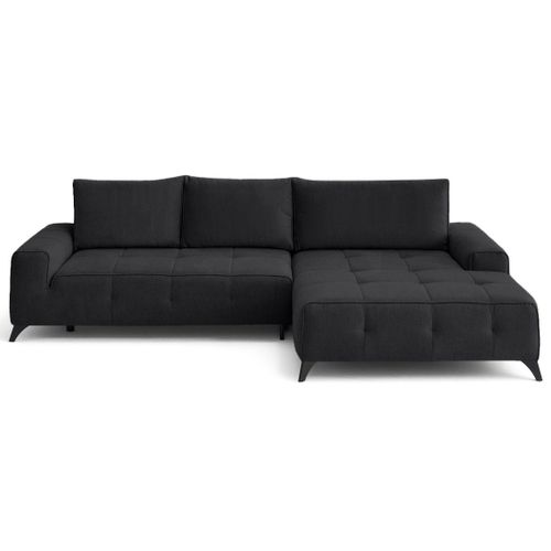 Canapé Angle Droit Convertible 4 Places Rimini En  Noir