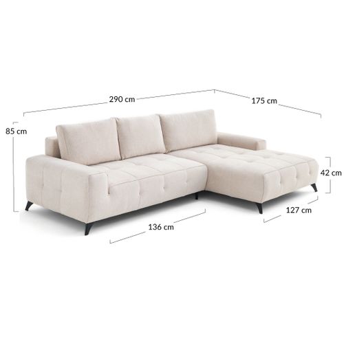 Canapé Angle Droit Convertible 4 Places Rimini En  Noir