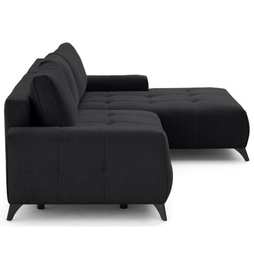 Canapé Angle Droit Convertible 4 Places Rimini En  Noir
