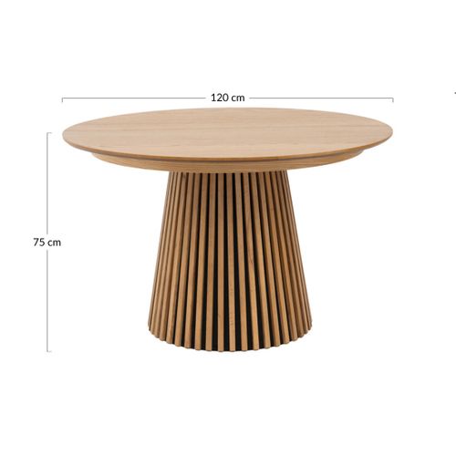 Freya - Table à Manger Ronde Extensible - Effet Bois - 4 à 8 Personnes